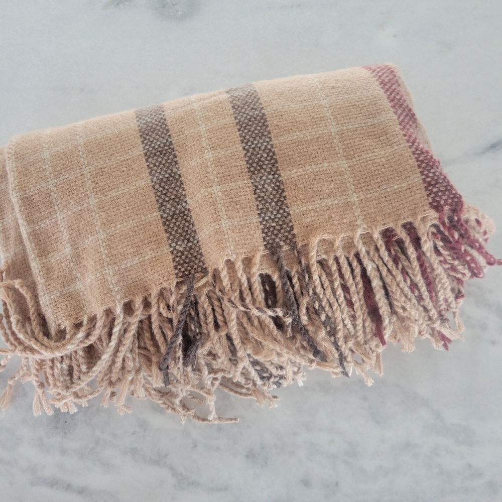 Plaid Fringe Throw Blanket